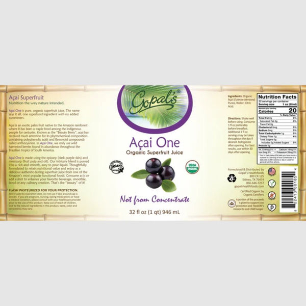 Acai One - 100% Pure Certified Organic Superfruit Juice - TheLifeTree.com